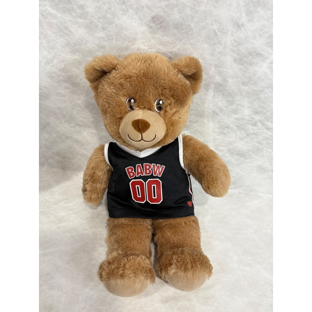 Build A Bear Workshop Brown Teddy Bear Plush with BABW 00 Basketball Jersey